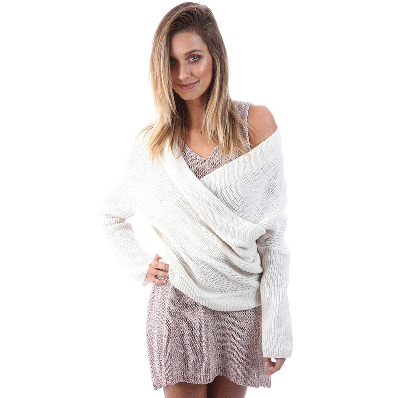 Женский осенне-зимний вязаный пуловер с V-образным вырезом | Женская одежда