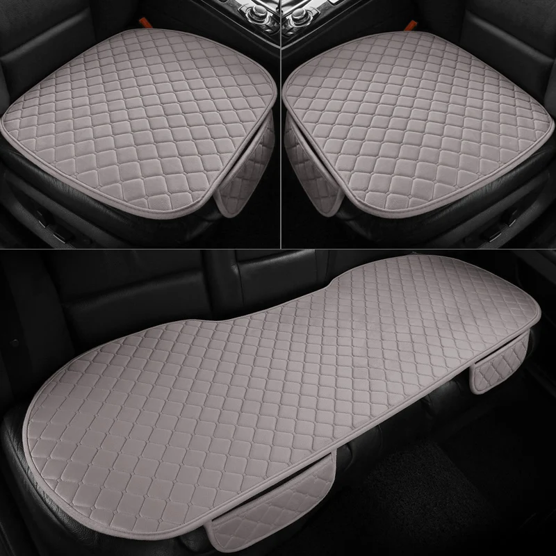 

Warm Car Seat Covers Front/Rear/ Full Set Choose Car Seat Cushion Linen Fabric Seat Pad Protector Car Accessories Anti-Slip