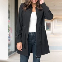 new style fashion hot sale zipper windbreaker women autumn and winter waist adjustable womens jacket