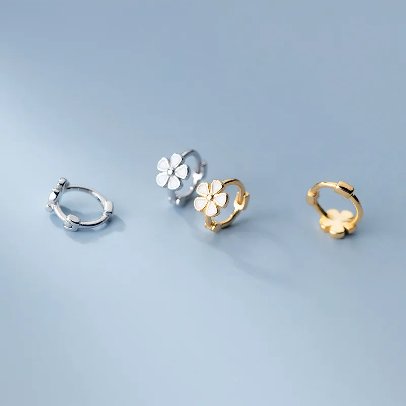 

925 Sterling Silver Flower Stud Earrings Women Girls Fashion Wedding Korean Jewelry Accessories eh064