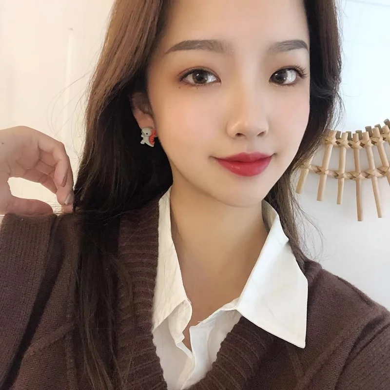 Новые маленькие серьги в виде животных динозавров Акула металлические милые