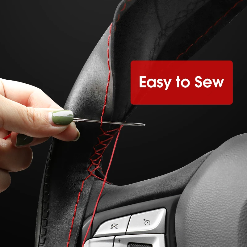 

Leather Car Steering Wheel Cover Four Seasons Universal Non-Slip Steering Case Wheel Cover Steering-Wheel Interior Accessories