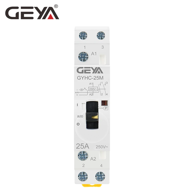 GEYA ручной тип модульный контактор 2P 16A 20A 25A 2NO или 2NC 220V ручное управление бытовой контактор на din-рейке