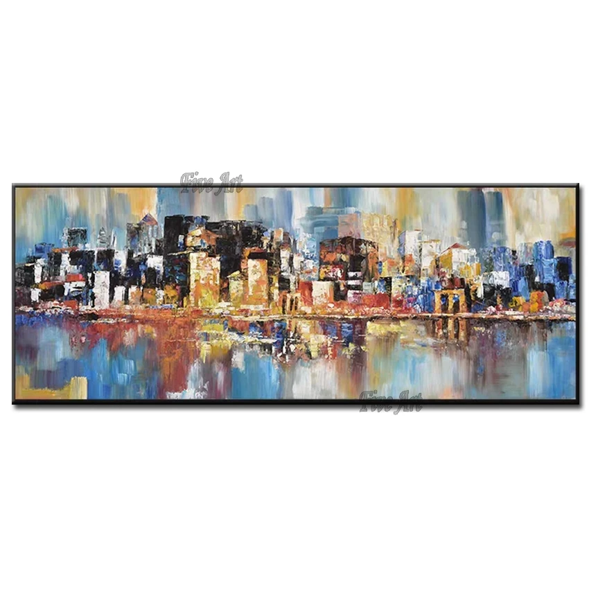 

Colorful Textured City Building Scenery 100% Hand-painted Oil Painting Wall Decoration Canvas Art Pictures Unframed Artwork