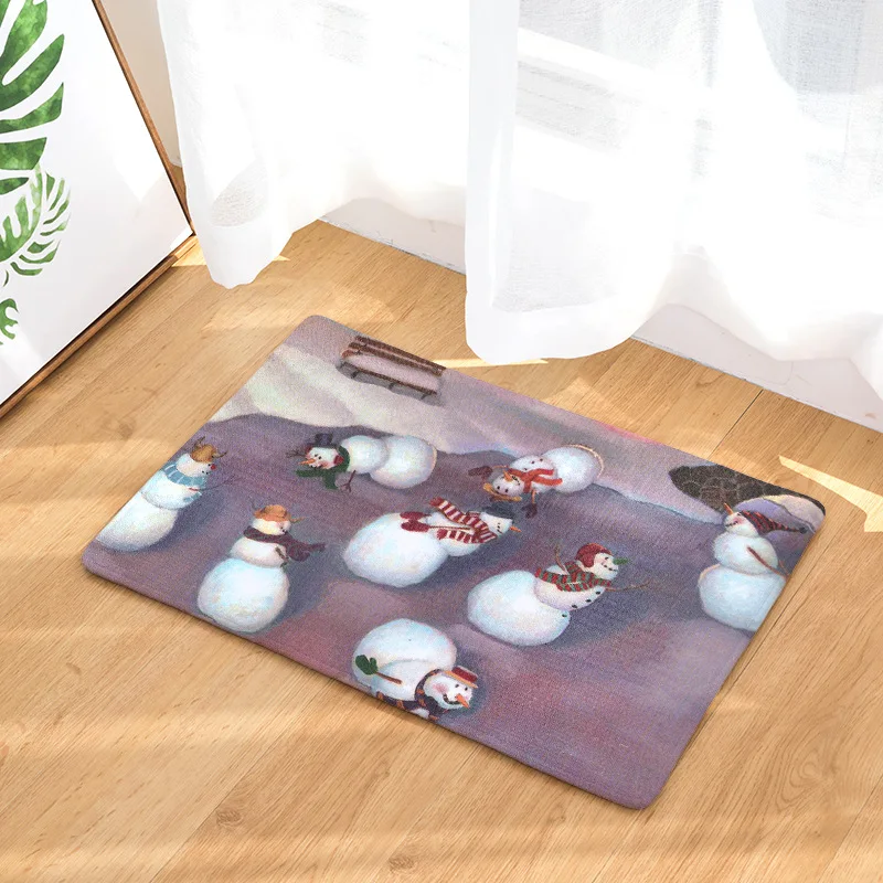 Рождественский коврик для входной двери с принтом снеговика мягкие коврики