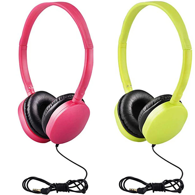 Pink and Yellow Детские наушники складные регулируемые проводные наушники гарнитура с 3,5 мм аудио разъем для детей Mp3 Смартфон - Цвет: Pink and Yellow