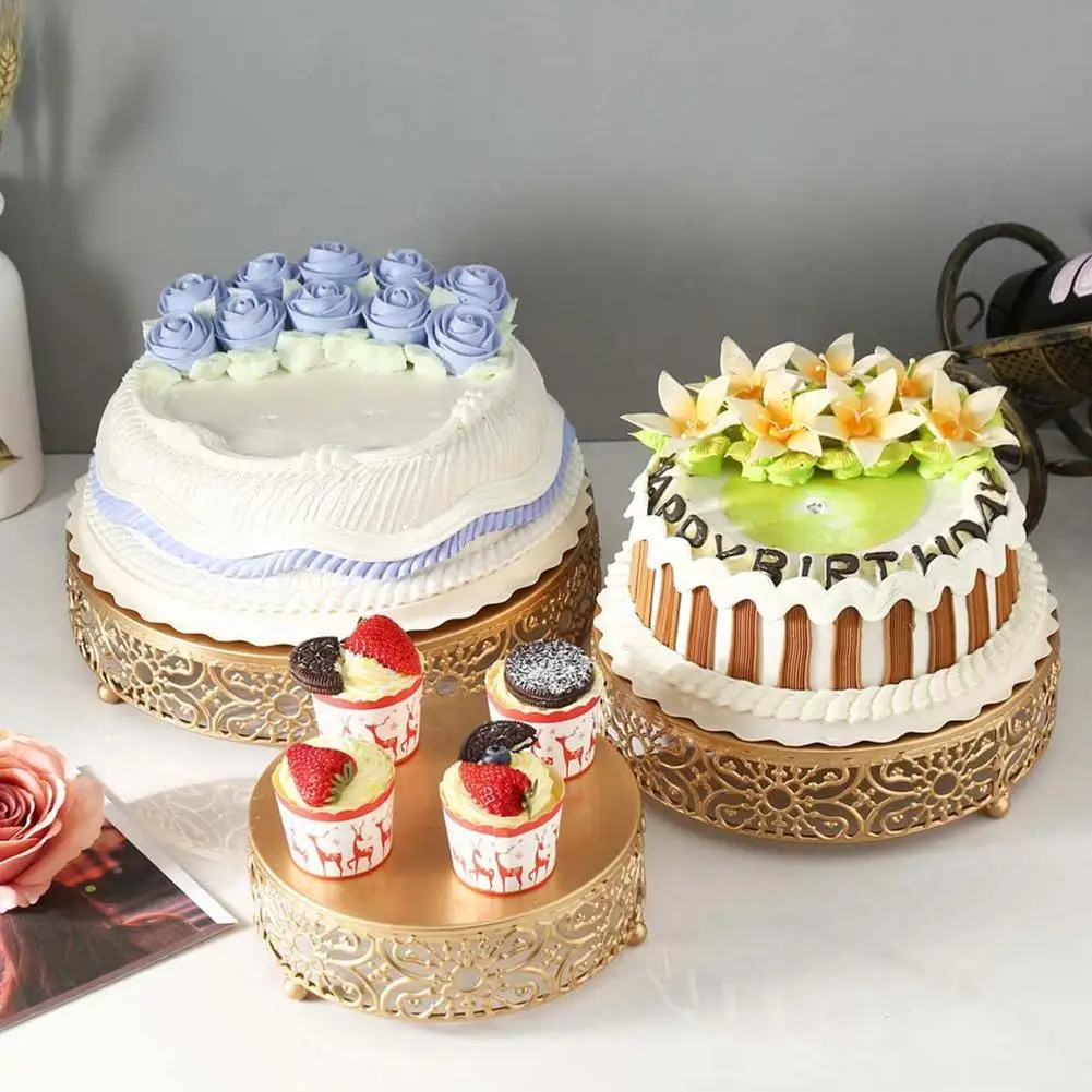 

Gold Mirror Metal Cake Stand Round Cupcake Wedding Birthday Party Dessert Pedestal Display Plate Party Display Cake Trays Decor