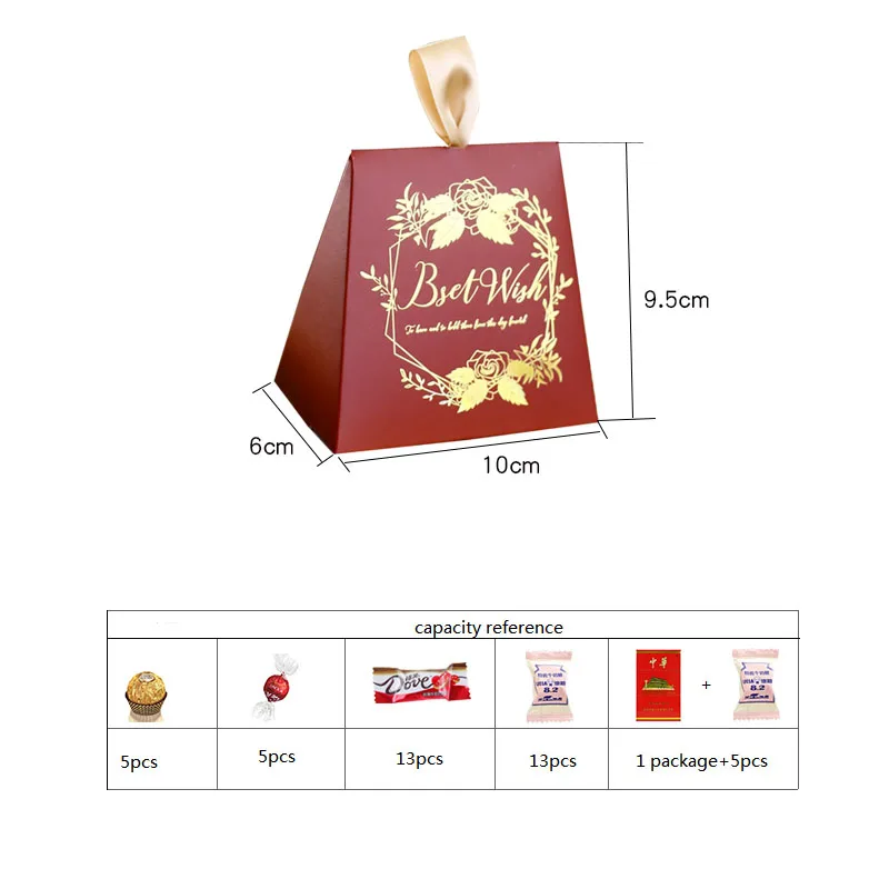 

Colorful Best Wish Candy Boxes Beautiful Sweet Candy Gift Box with Ribbon Wedding Decoration Gift Bags Packaging Party Supplies