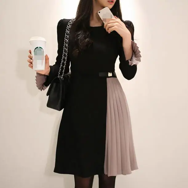 Новое поступление 2020 женское элегантное Плиссированное Платье До Колена