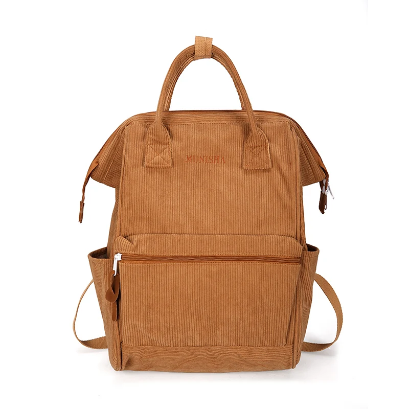 

2021 Women Luxury Fashion Winter Casual Style Ladies Solid Color Back Pack Corduroy Backpacks Female Teens Girls School Backpack