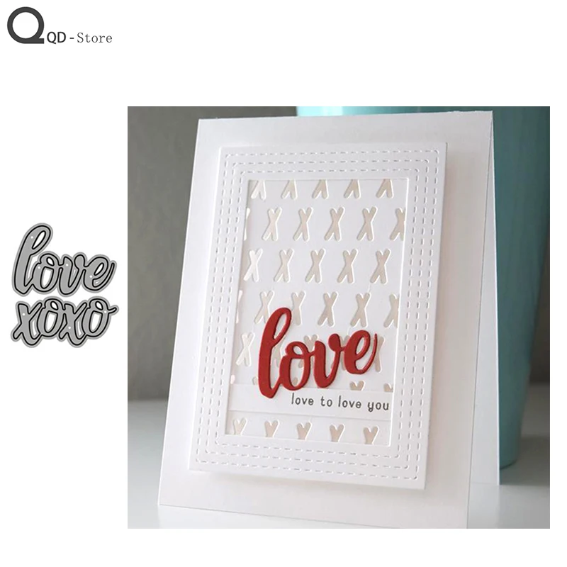 

Love and XOXO English Model Cutting Dies Stamps Dies Scrapbooking Mold Cut Handmade Tools DIY Craft Decoration New Die for 2021