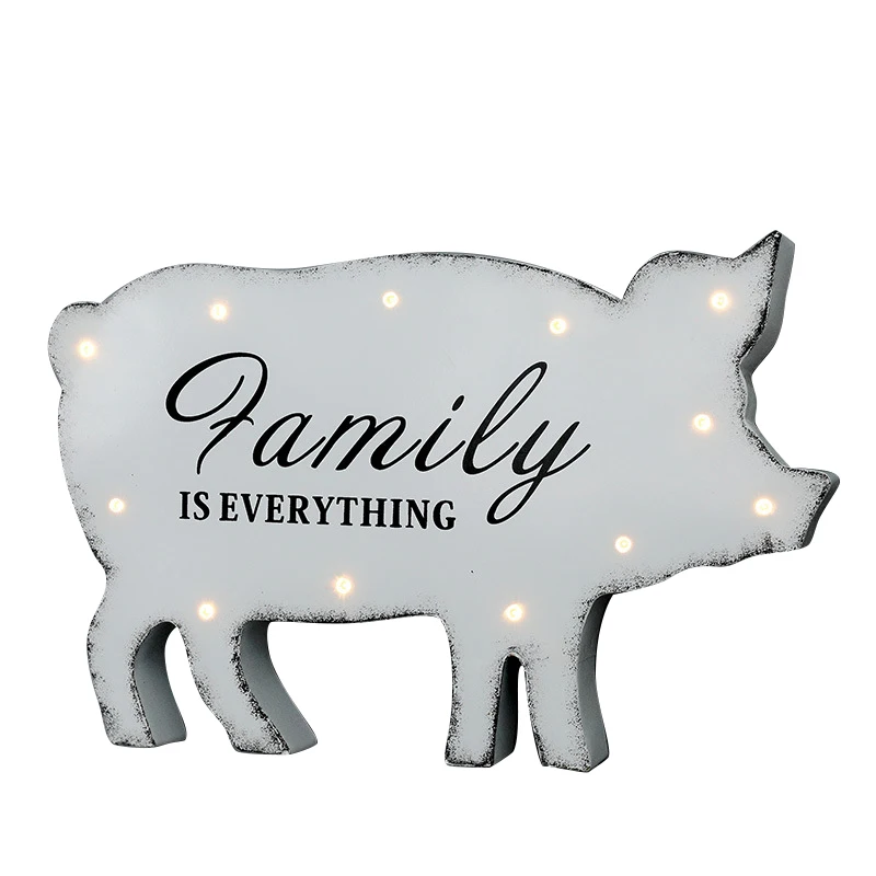 Letter pig Hinnixy, мультяшный ночной Светильник для детей, детская спальня, настенная декоративная настольная лампа, скандинавский светильник, детский деревянный светодиодный светильник - Испускаемый цвет: Letter pig
