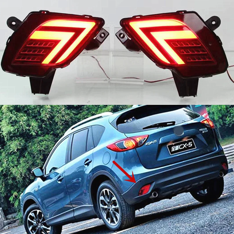CSGJMY 2PCS LED Reflector For Mazda CX-5 CX5 2013 2014 2015 2016 Car Tail Light Rear Bumper Fog Lamp Brake | Автомобили и