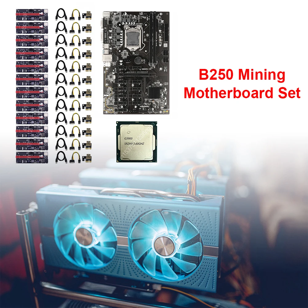 B250 BTC 12 P набор материнской платы для майнинга G3900 CPU PCI-E16X 12x009S адаптер карты DDR4