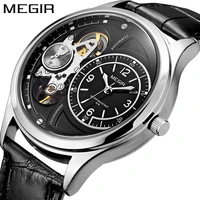 megir brand tourbillon design mens quartz watch multi function sports leather strap waterproof men watches reloj hombre clock