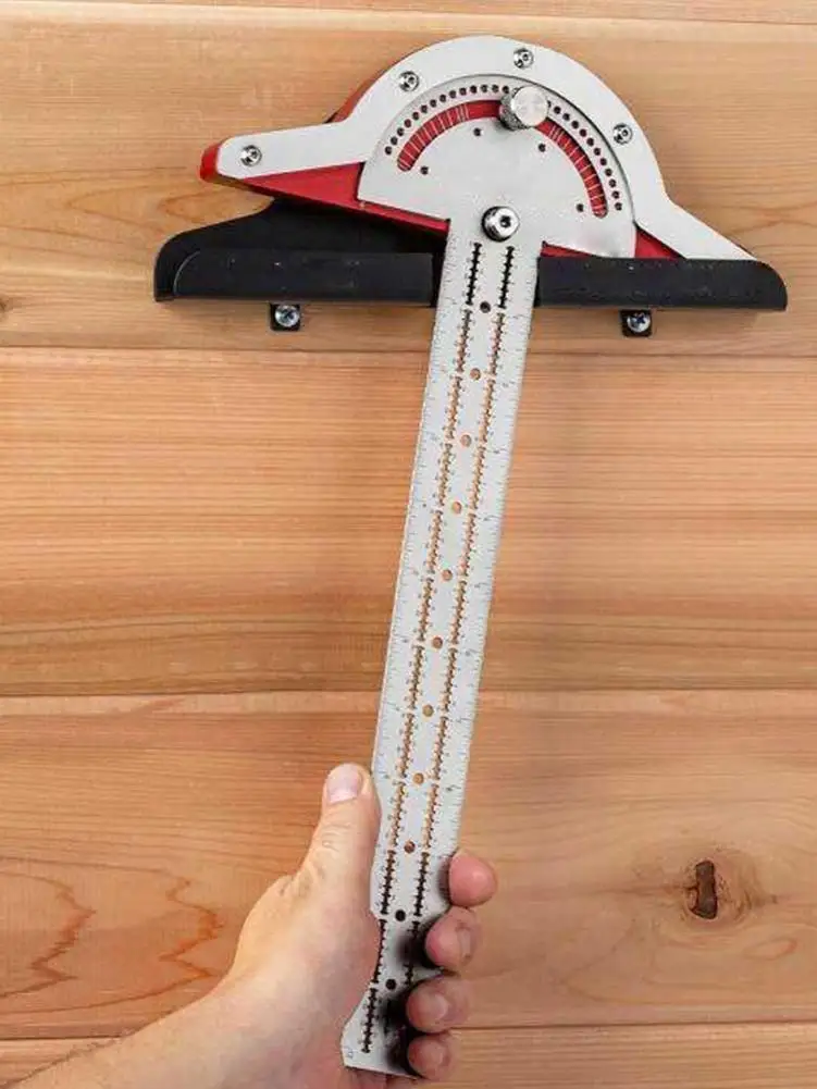

1PCS Woodworkers Edge Rule Round Head Rotary Angle Protractor Woodworking Ruler Angle Measure Stainless Steel Carpentry Tool