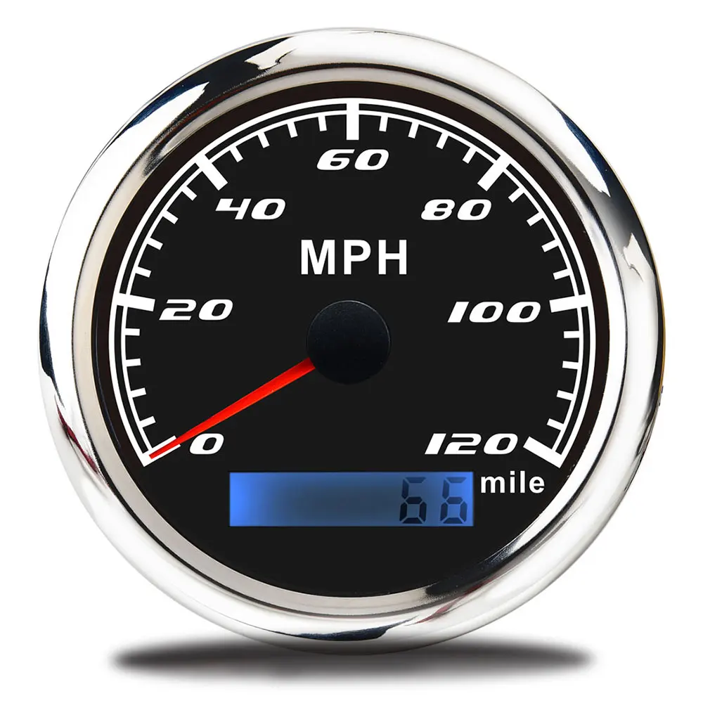 

85mm GPS Speedometer Gauge 30MPH 60MPH 120 MPH Pulse Signal Speed Meter With Red Backlight for Boat Yacht Marine Car 12V 24V