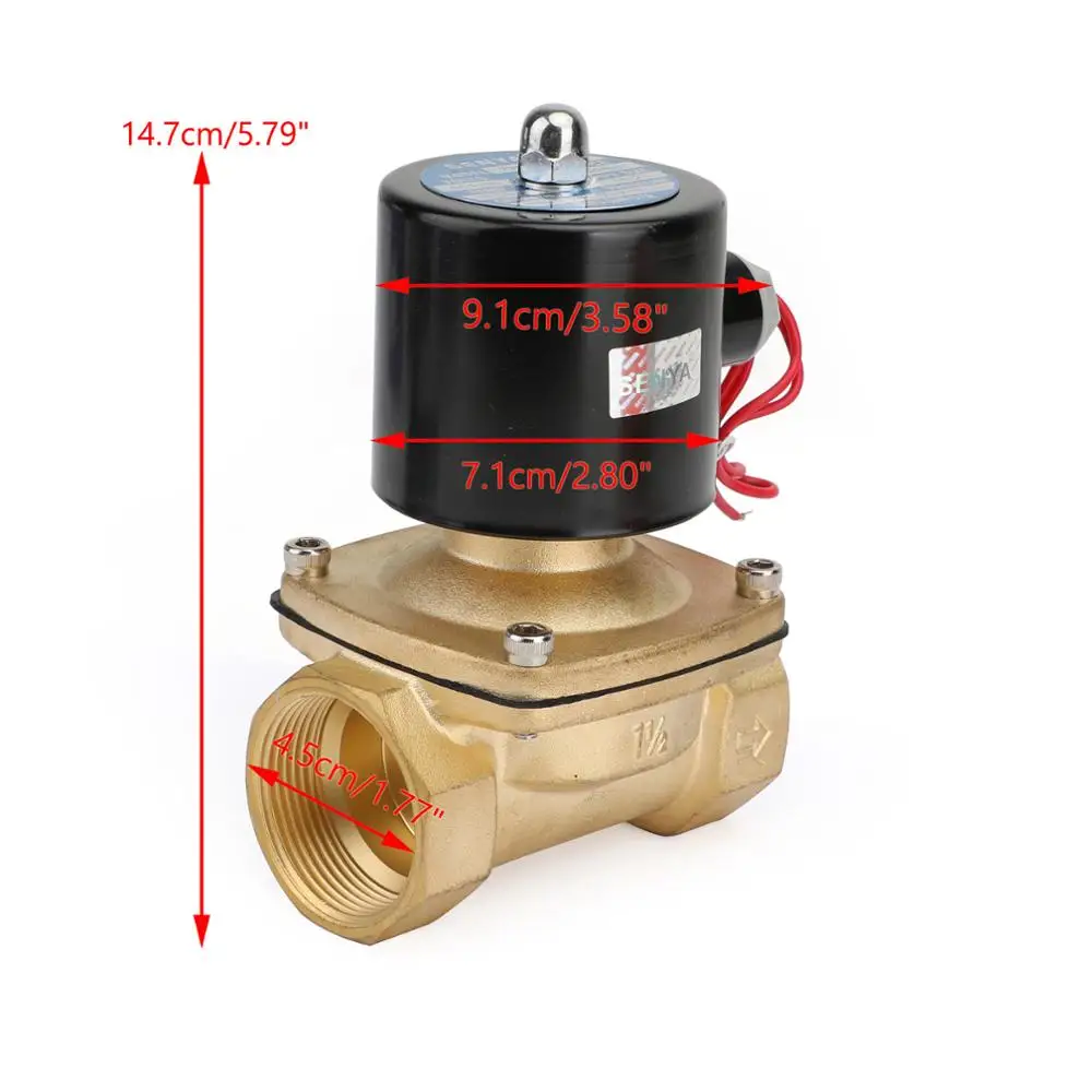 

Artudatech DC 12V/ DC 24V/ AC 220V G1-1/2" Brass Electric Solenoid Valve for Water Air Gas Normally Closed