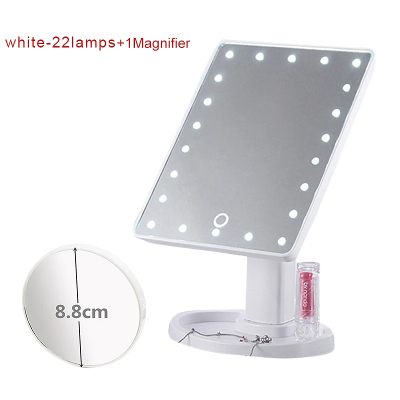white 22lamps 1Magni Интеллектуальная Регулируемая яркость 16 ламп/22 лампы светодиодный с подсветкой 10x зеркало для макияжа OA66 - Цвет: white 22lamps 1Magni