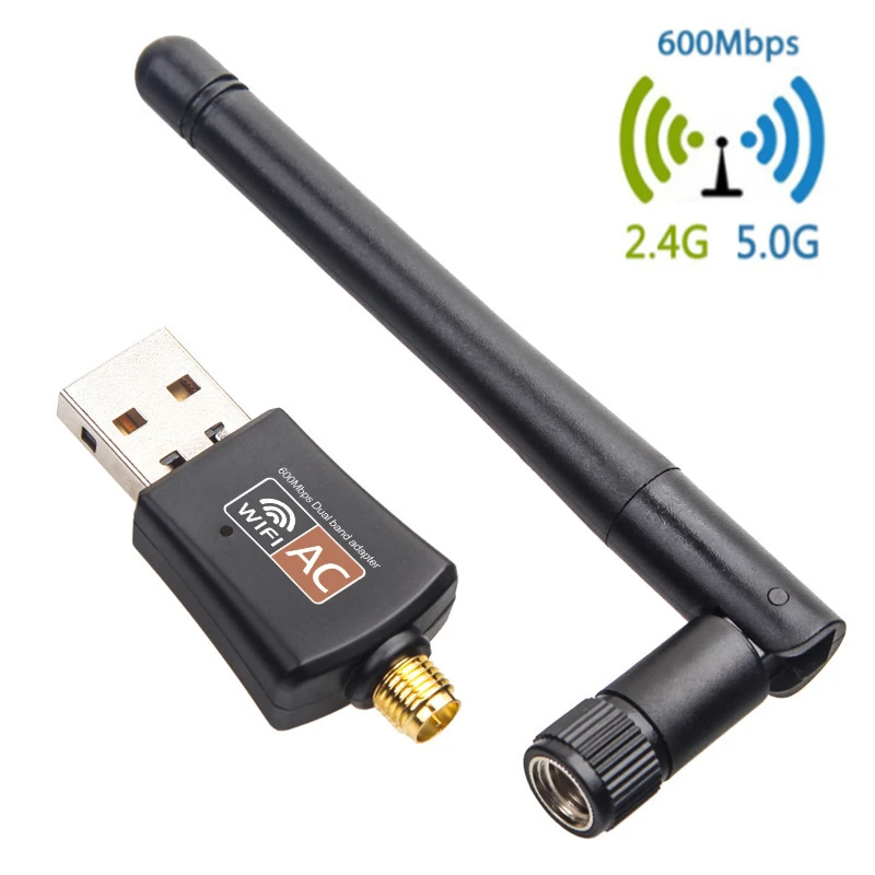 

Mini 600Mbps USB Wifi Adapter 5.8GHz+2.4GHz USB2.0 Receiver Wireless Network Card Lan Wi-Fi High Speed Antenna For PC Computer
