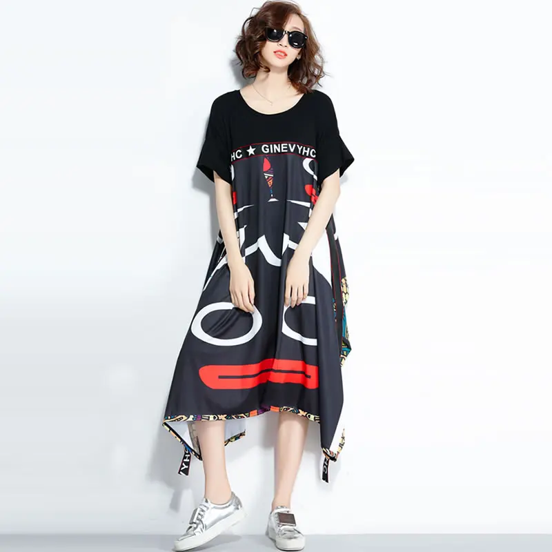 2019 летнее платье в стиле искусства женское модное свободное Повседневное с