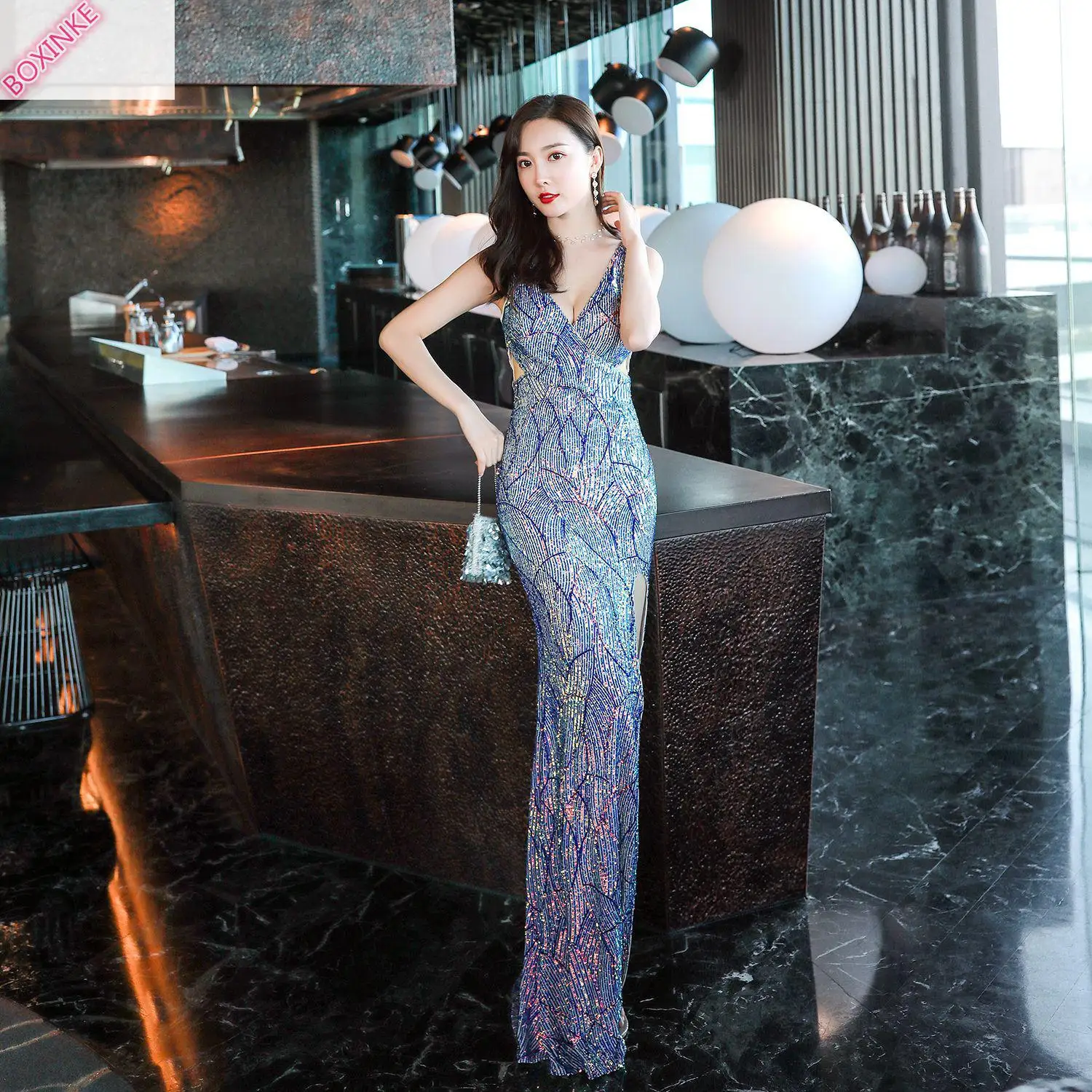 

2019 Real Vestido De Festa Slimming Fishtail Elegant Famous Party Presides Over The Annual Meeting Of Noble Pearl Piece Embroid