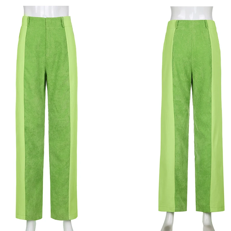 

Women's Corduroy straight Capris, high waist loose Street clothing, Harajuku aesthetics, contrast, iamhotty e girl aesthetic