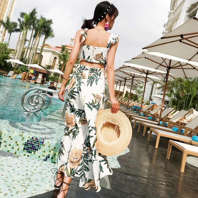 Женский Длинный пляжный сарафан в стиле бохо винтажный длинный пикантный с