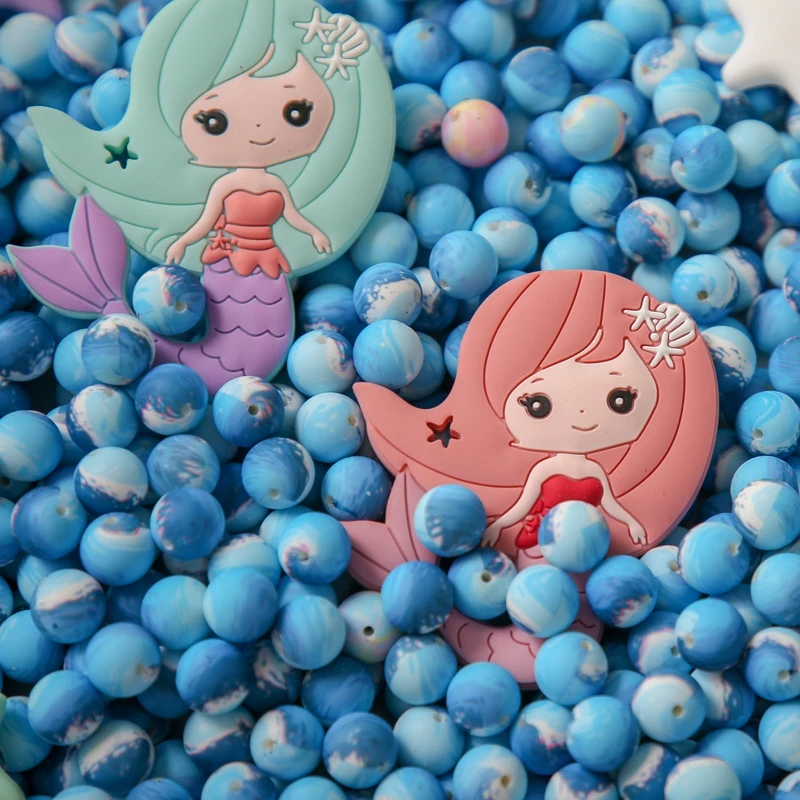 50PCS Silicone Planet Beads Teether for Teeth DIY Teether Beads for Children Teething Toys Chew for Baby Chewable Nursing Pearls