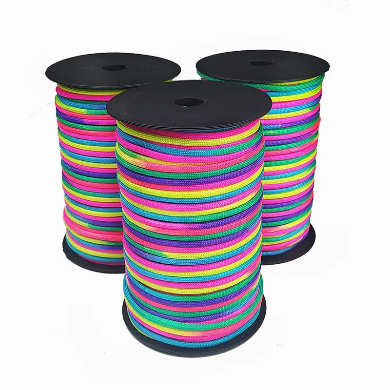 

MIMY 100M 4mm rainbow strip dye gradient 7 core paracord DIY knitting bracelet bracelet accessories material camping rope
