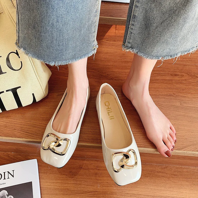 

Casual Woman Shoe Modis Square Toe Female Footwear All-Match Elegant Shallow Mouth Boat 2021 Summer Dress Moccasin New Spring Fa