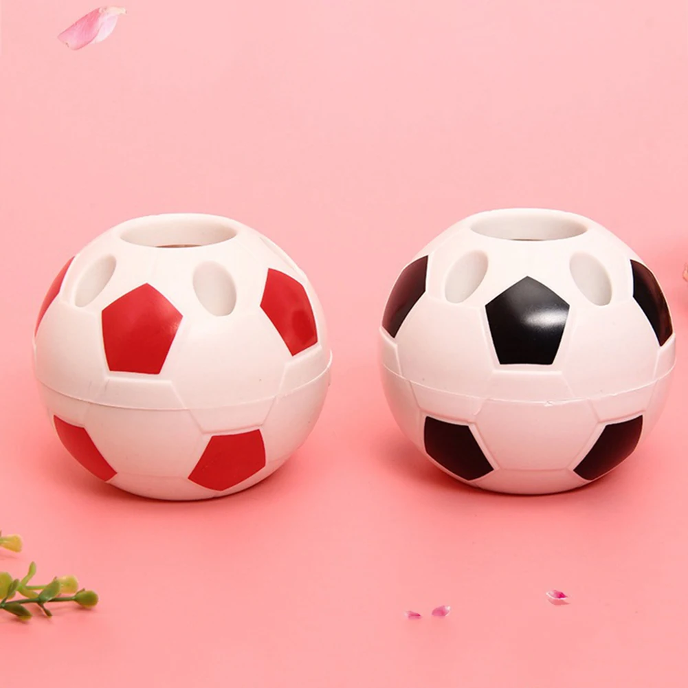 Multifunctional Cute Football Shaped Pen Holder Office Home Desktop Pencil Eraser Ruler Storage Rack Box Organizer