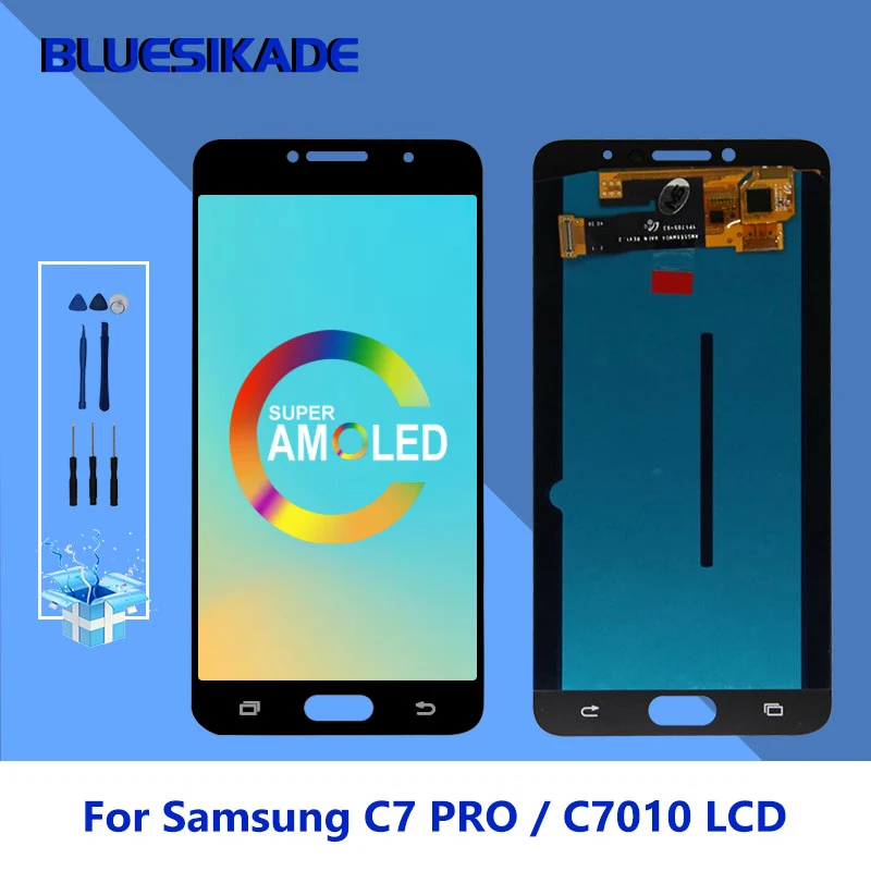 Super AMOLED для Samsung C7 Pro ЖК-дисплей C7010 сенсорный экран дигитайзер Galaxy C7010F SM-C7010