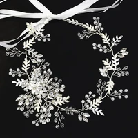 bride headband head jewelry leaf pearl crystal flower hair accessories for women bridal tiaras wedding hair bands headpieces