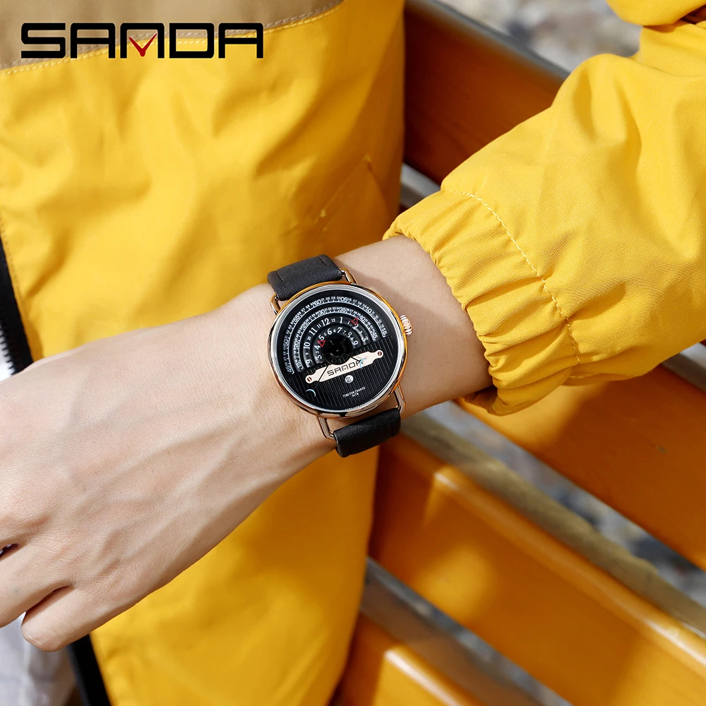 

SANDA New Luxury Brand Men Watches Waterproof Belt Quartz Watch Male Chronograph Military Clock Wrist Watch Relogio Masculino