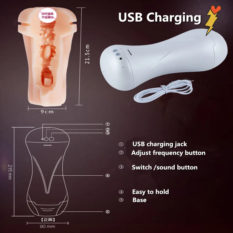 Мужской мастурбатор чашка вакуумное сосание Вибрация секс машина Вагина
