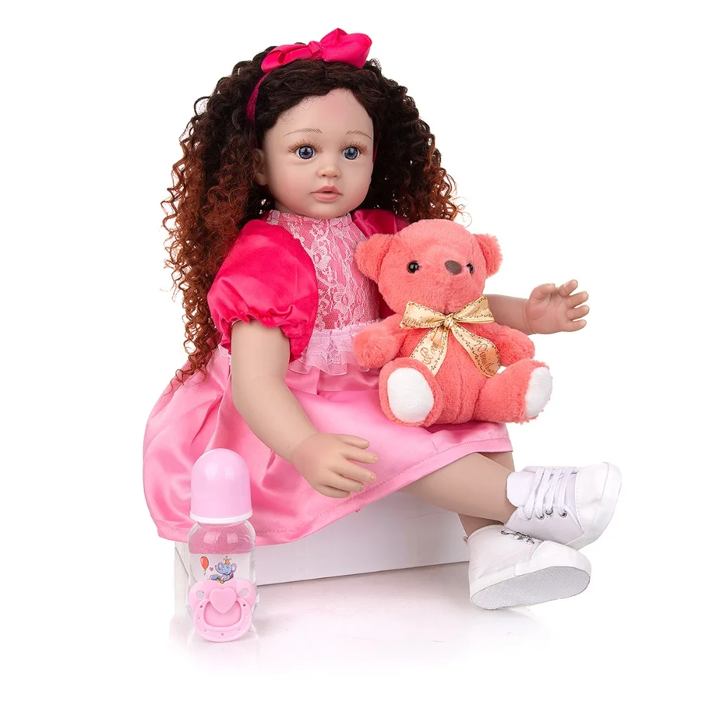 

Силиконовая кукла-Реборн, 60 см, Реалистичная розовая принцесса, малыш, детские куклы, игрушки-реборны для детей, подарки