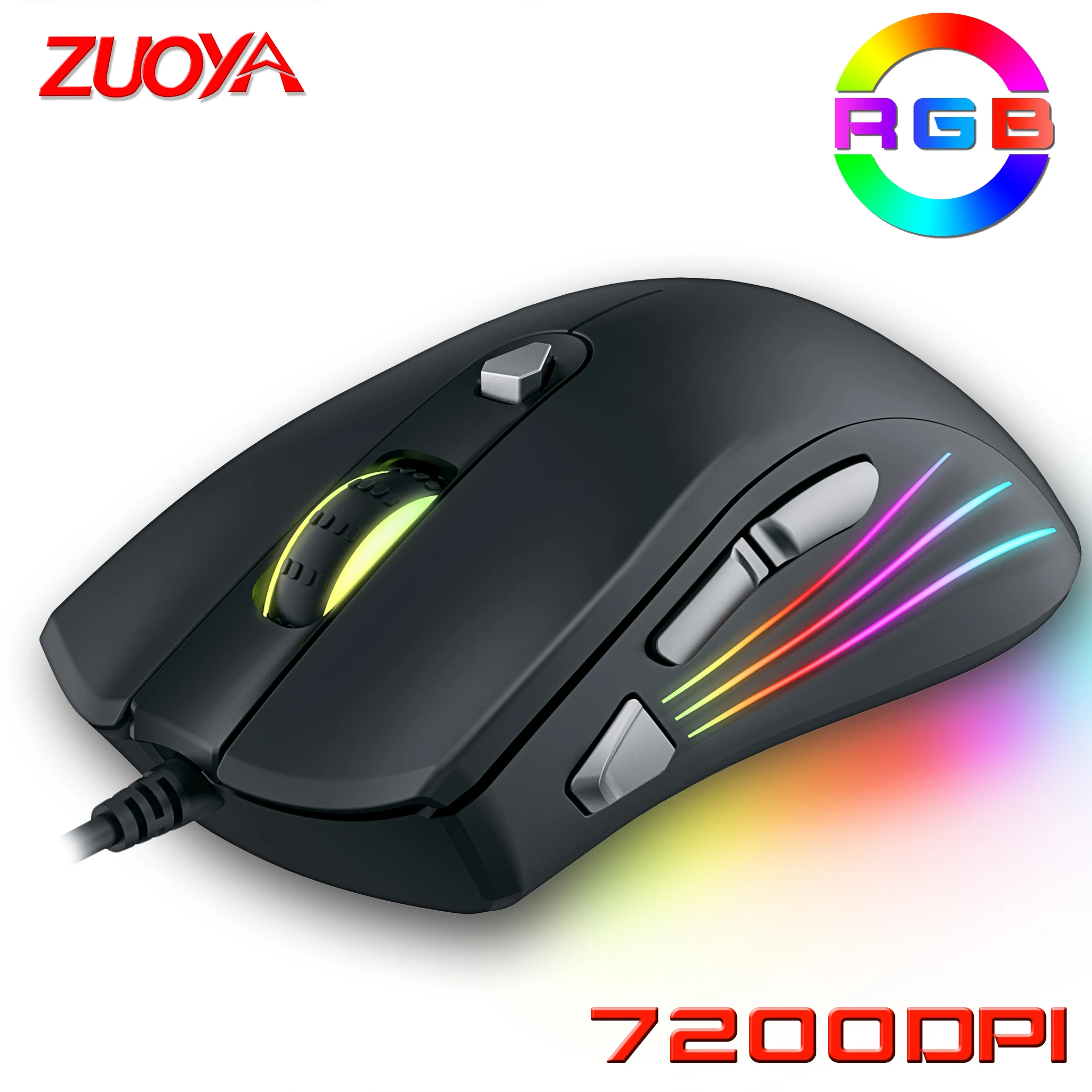 Original Wired Profession Gaming Mouse Mice 3600/7200DPI RGB Backlight LED Optical Sensor 7 Button For Laptop Computer PC Gamer