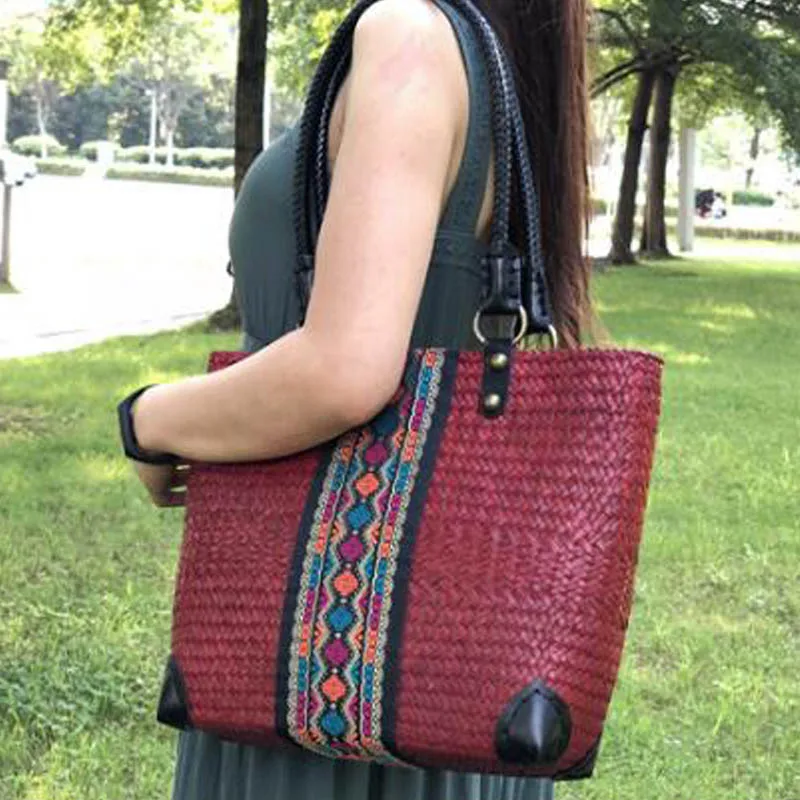 Новая модная плетеная сумка ручной работы соломенная мессенджер женская большая