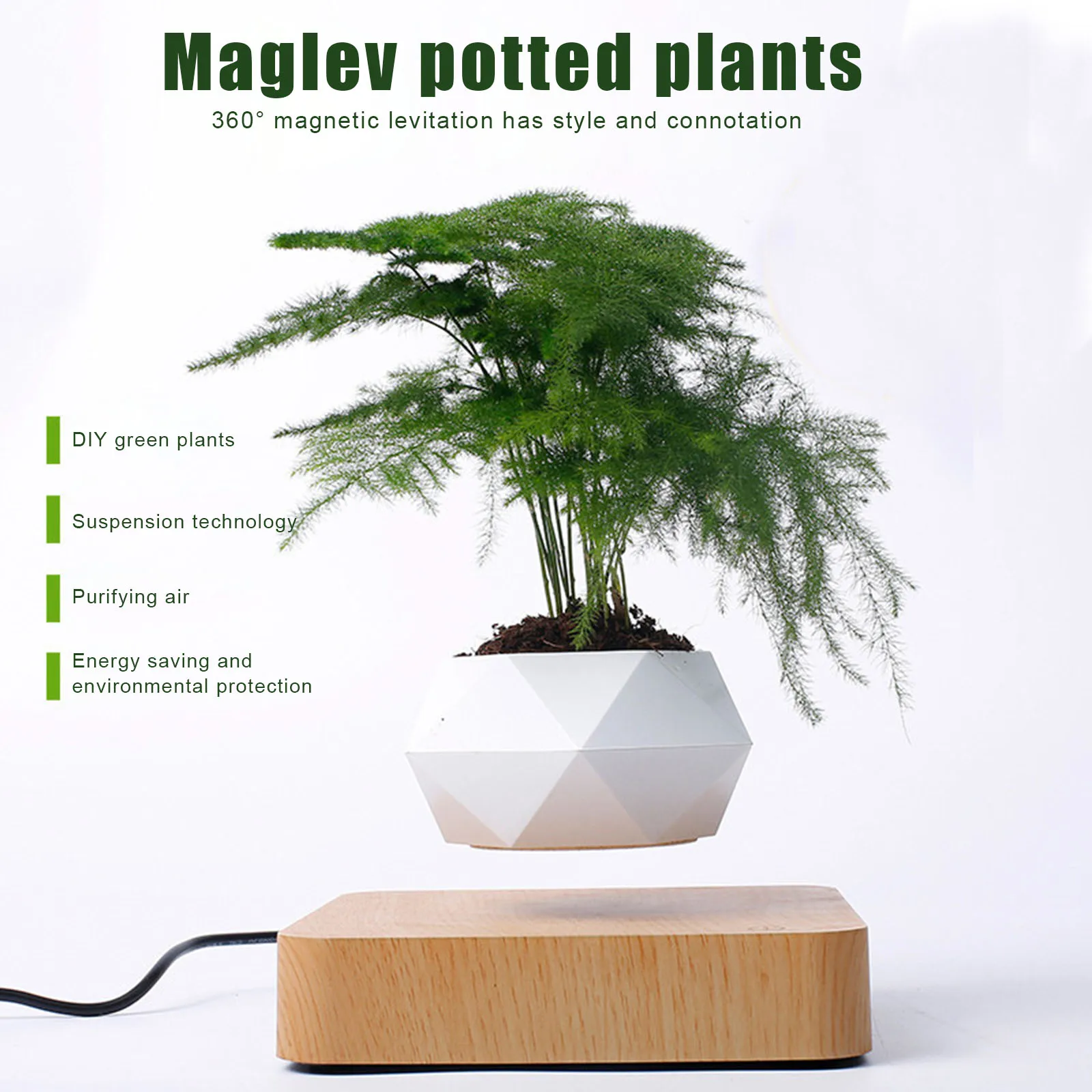 

Levitating Air Bonsai Pot Rotation Flower Magnetic Floating Plant Floating Pot Potted Plant Desk Decor Christmas Gifts