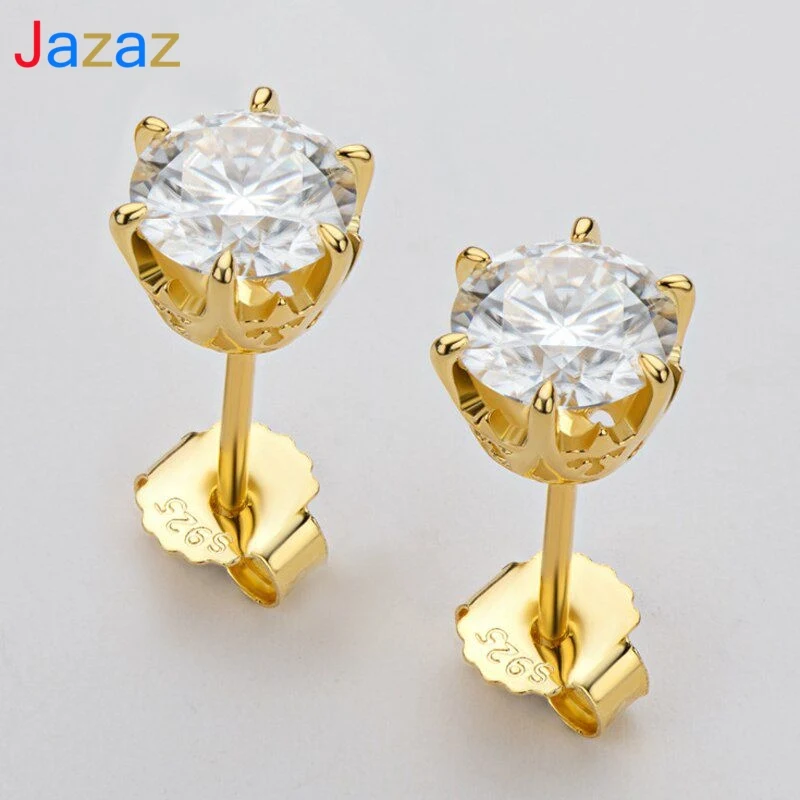 

Jazaz Real 0.5CT, 1 Carat D Color Moissanite GoldColor Stud Earrings Women 100% 925 Sterling Silver Sparkling Fine Jewelry B0873