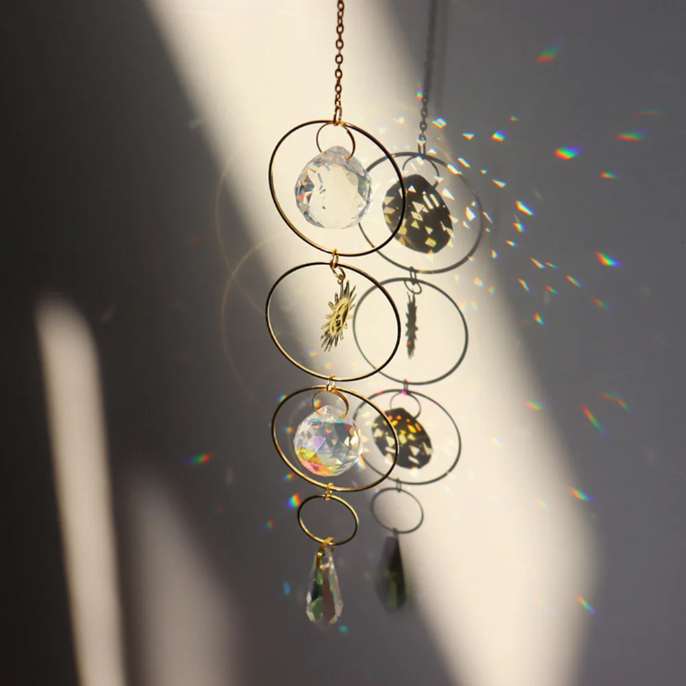 

Crystal Windchimes Star Moon Pendant Handmade Sun Light Catcher Garden Window Wedding Curtain Chandelier Home Decor Wind Chime