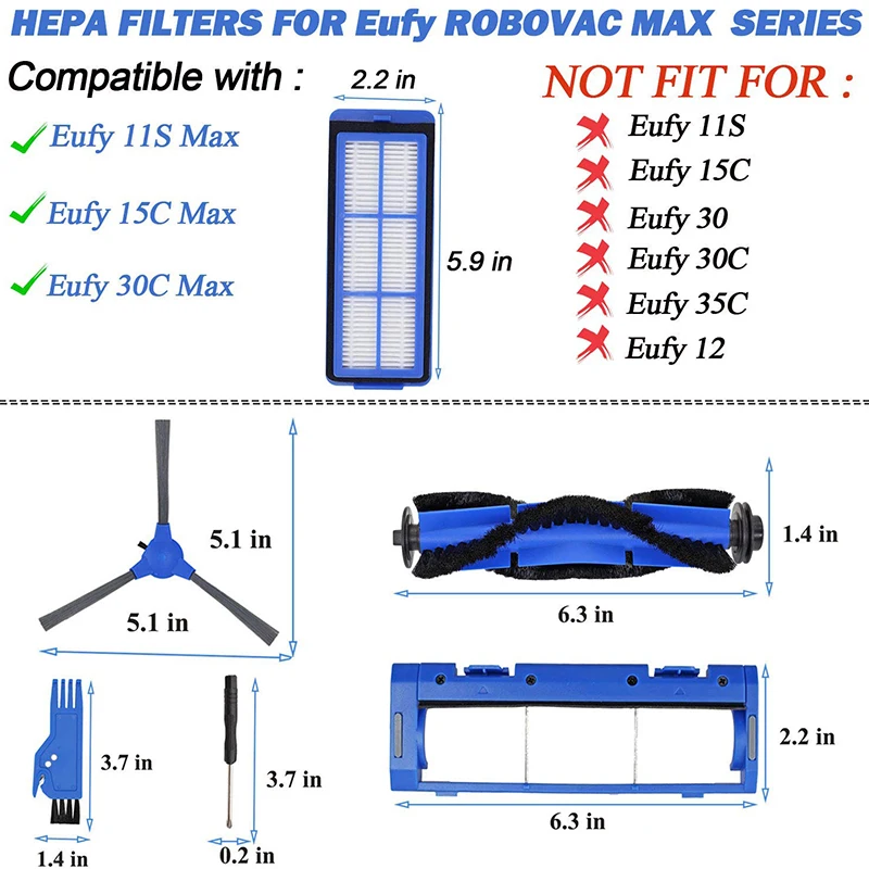 Роликовые боковые щетки детали пылесоса для Eufy RoboVac 11S 15C 30C Max 1 * роликовая щетка
