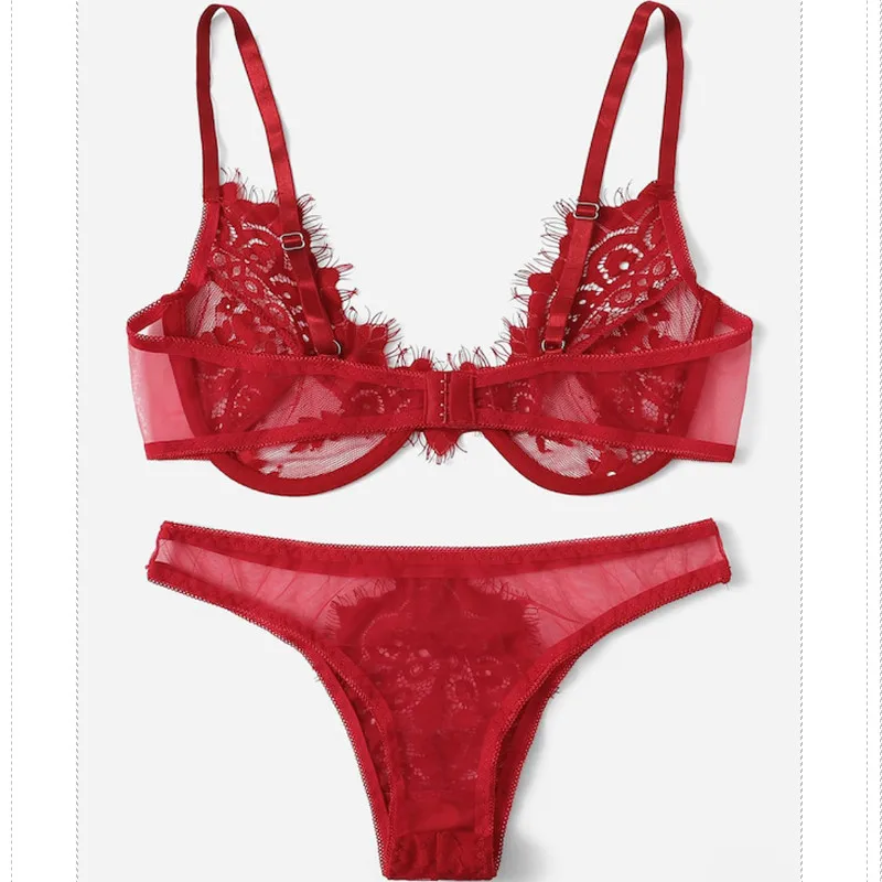 Откровенное сексуальное красное нижнее белье женское кружевное эротическое с