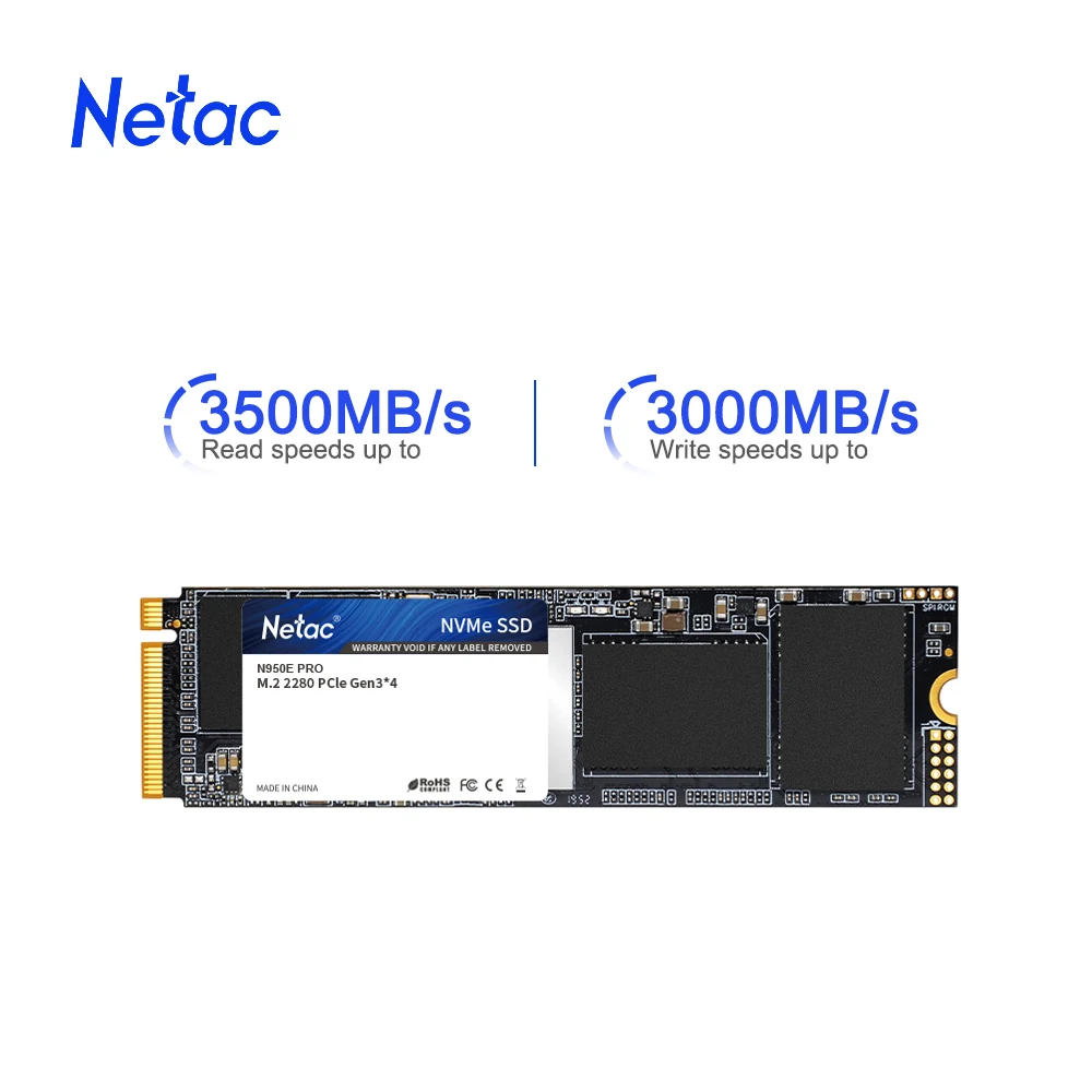 Фото Внутренний твердотельный накопитель Netac ssd m2 nvme SSD 1 ТБ 2 DRAM кэш радиатор NVMe M.2 2280 для