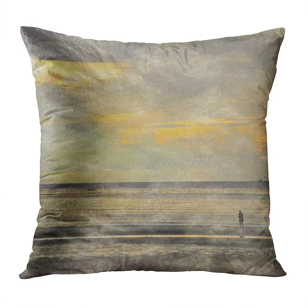 

Throw Pillow Cover Square 20x20 Inch Lonely Seascapedigital Art Watercolor On Vintage Cushion Home Sofa Decor Hidden Zipper