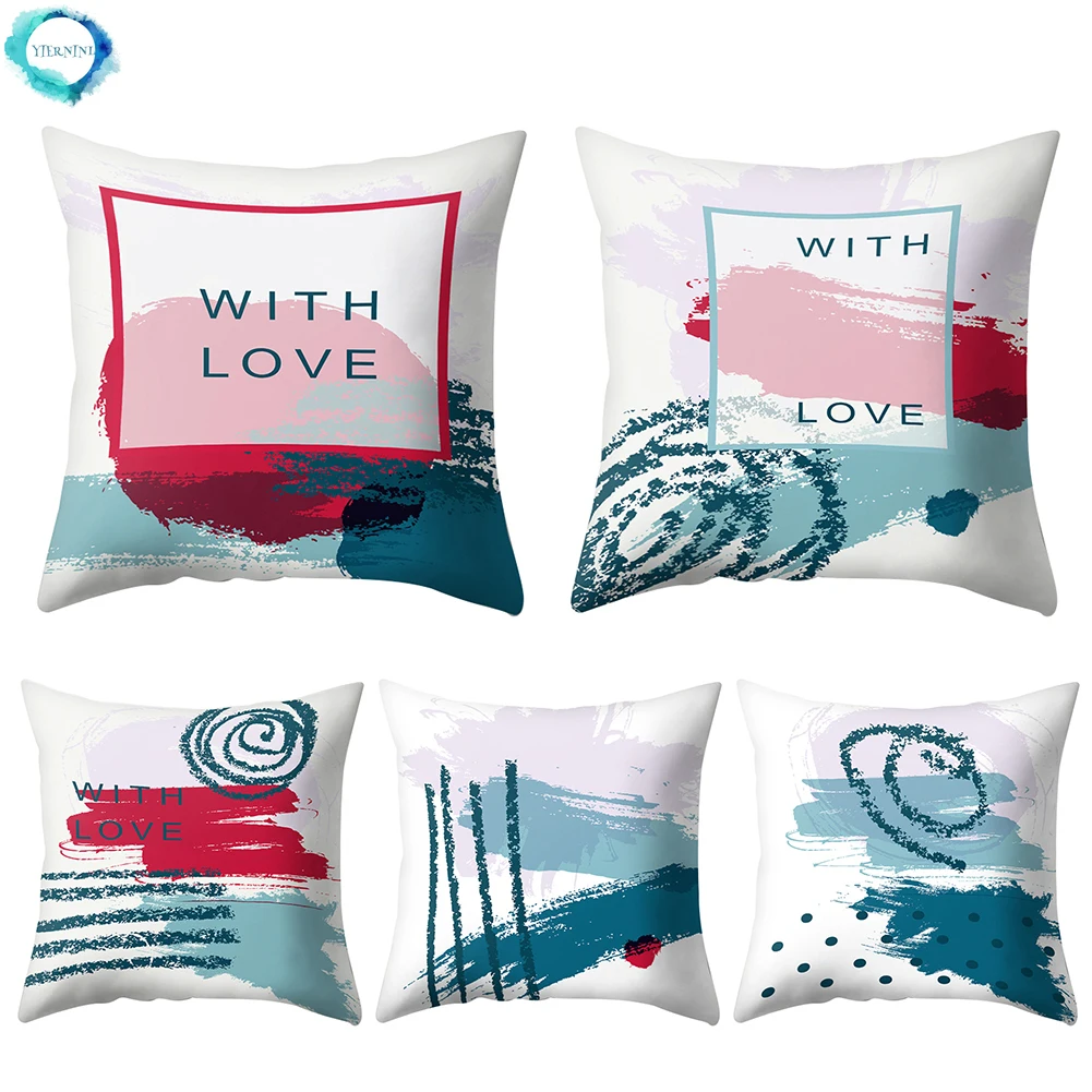 

Romantic Love Letter Printed Cushion Cover Home Chair Sofa Car Decor Polyester Throw Pillow Case 45x45cm almofadas decorativas