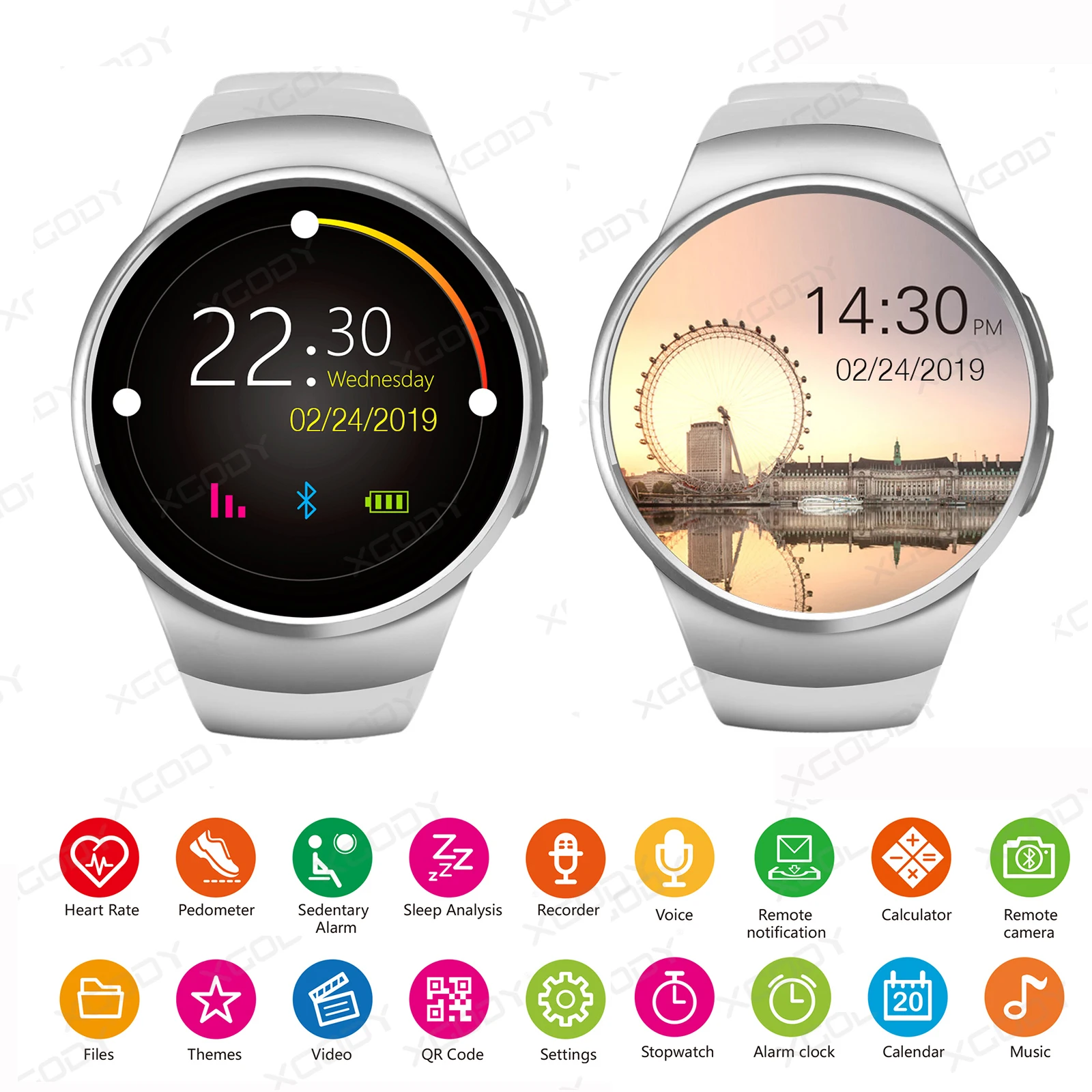 XGODY KW18 Смарт часы для мужчин iOS Android подключение Шагомер монитор сердечного ритма