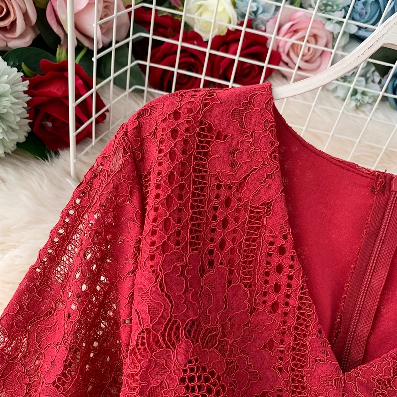 SINGRAIN осенний женский кружевной комбинезон с широкими штанинами v образный вырез