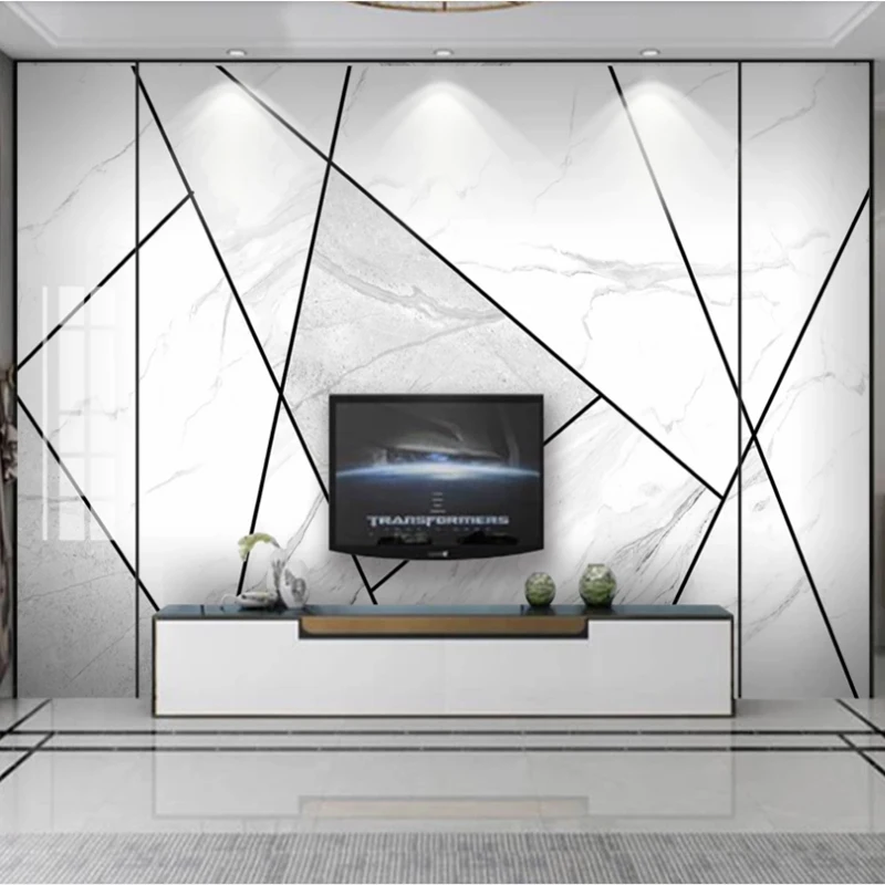 

Custom Mural Wallpaper Modern 3D Jazz White Marble Geometry Line Photo Wallpaper Living Room TV Sofa Bedroom Papel De Parede 3 D